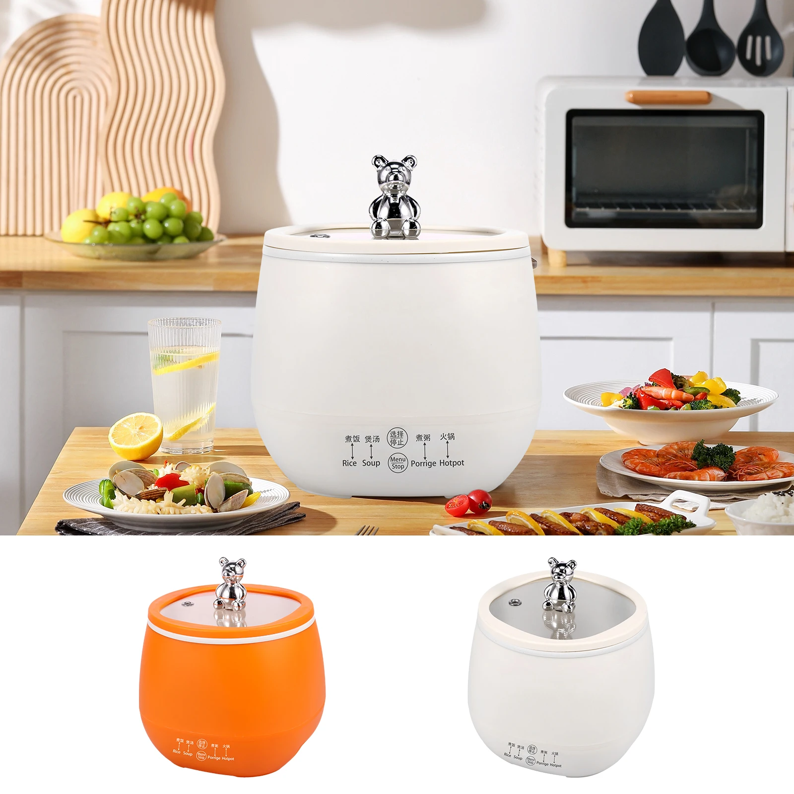 

Electric Rice Cooker with Glass Lid 1.8L Rice Cooker Pot with Keep Warm Function Non-Stick Mini Rice Cooker Multifunctional