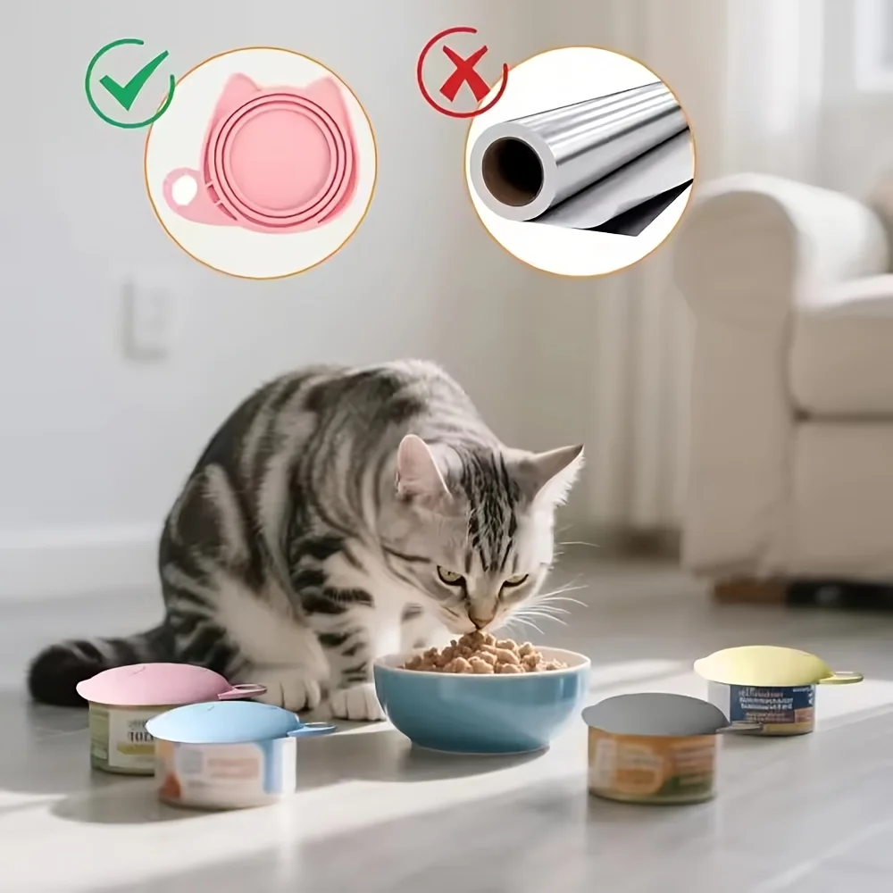Reusable Dog Cat Food Can Lid & Spoon Set Multifunctional Pet Wet Food Scoop Leak-proof Storage Sealer Cover view 4