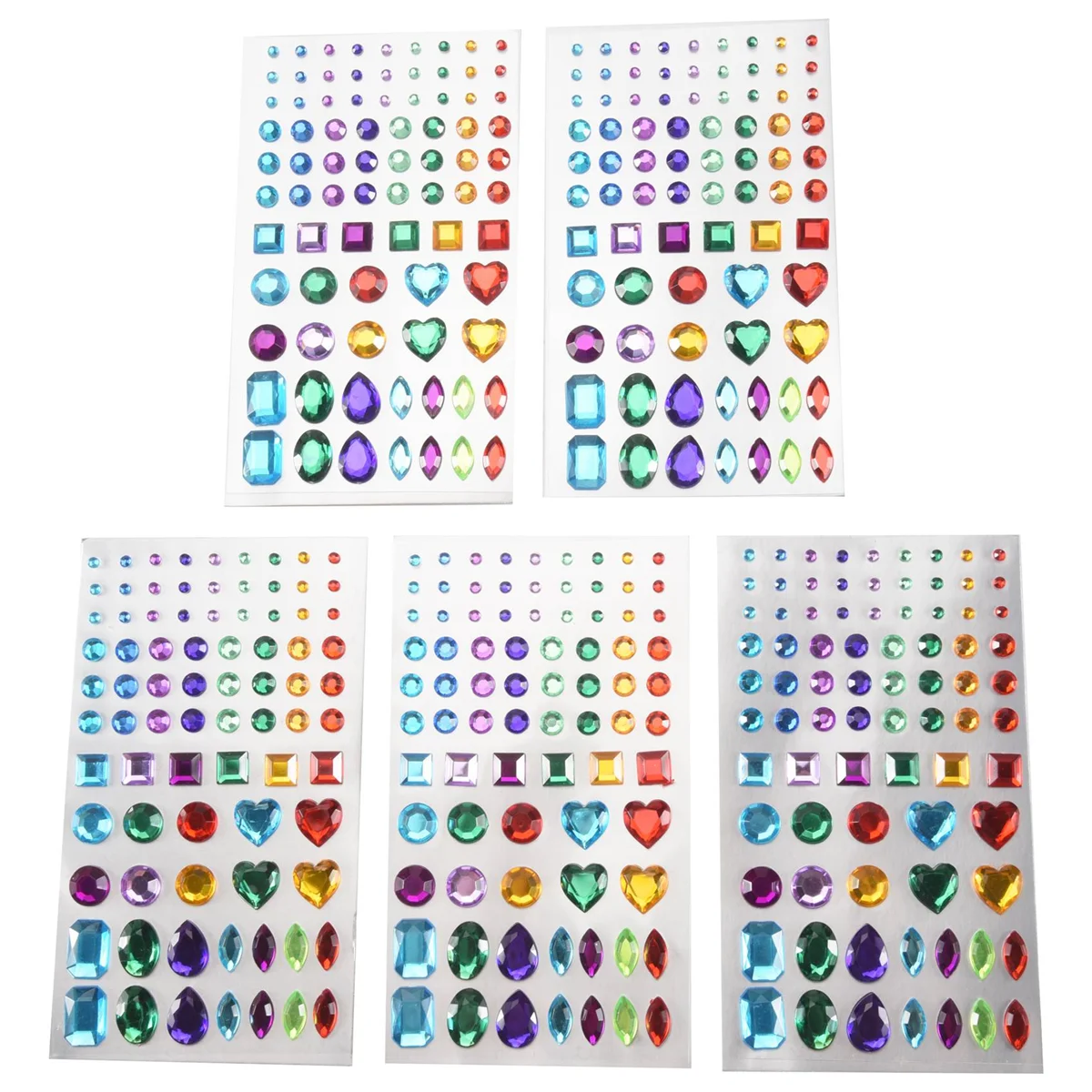 FZFZ 자체 접착 라인스톤 스티커 블링 공예 보석 크리스탈 보석 스티커, 다양한 크기, 5장(다색 3)