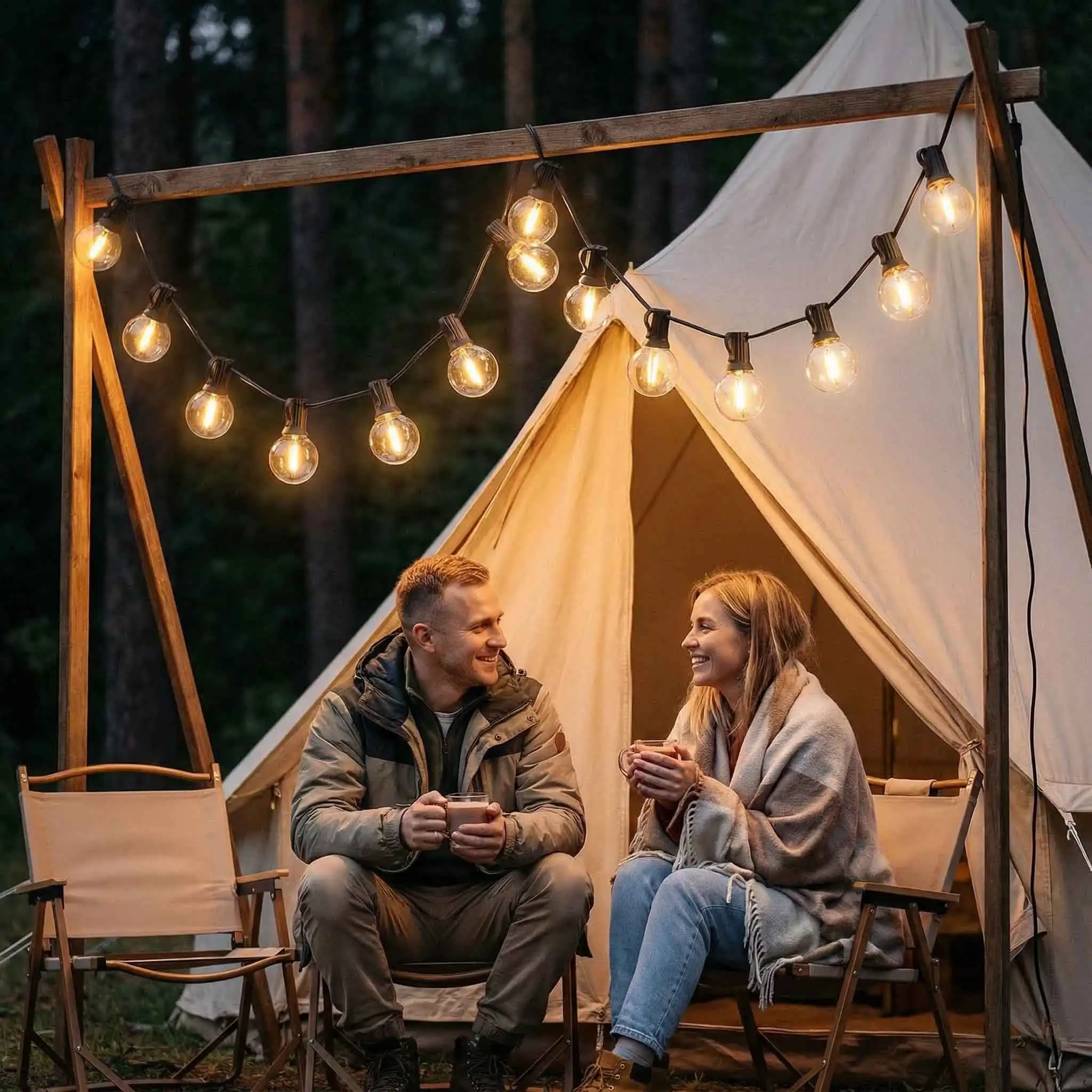 

15m G40 Globe Bulbs String Lights, IP44 Waterproof for Outdoor Indoor Party, Bistro, Holiday AC220V EU Plug String Lights