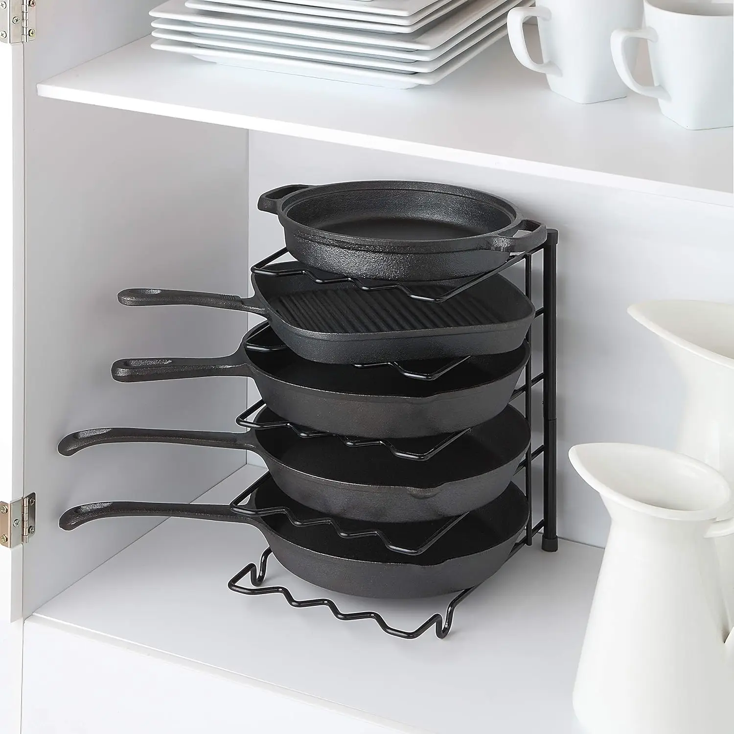 

Metal Heavy Duty Kitchen Countertop Cabinet Pantry Pan, Pot Lid, and Pot Organizer Rack Holder, 9.25