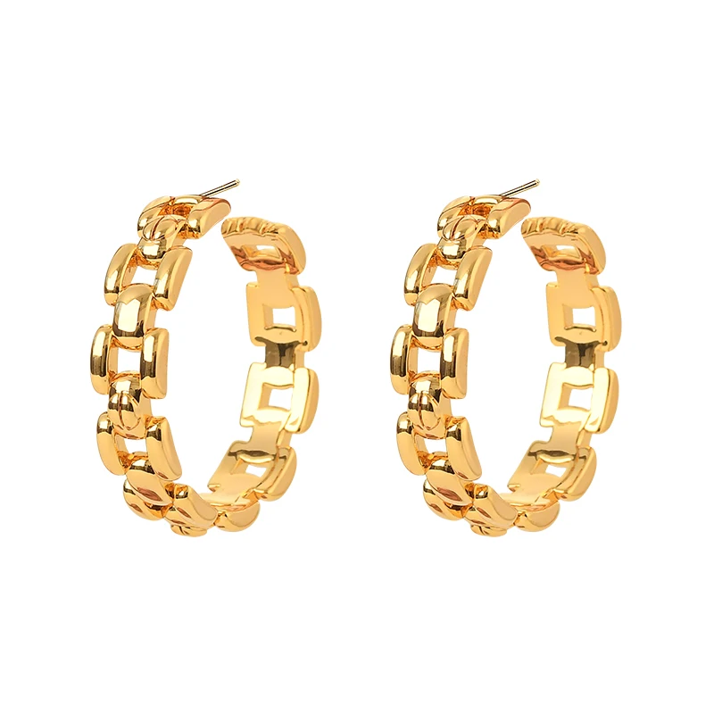 

Gold chain earrings, personalized design circle earrings, high-end light luxury earrings for women