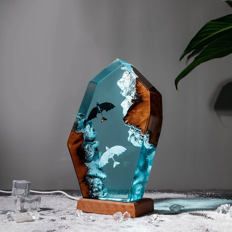 Dragon Organism Resin Table Light Creactive Art Decoration Lamp Cartoon Figure Theme 7 Colors Night Light  USB Charge