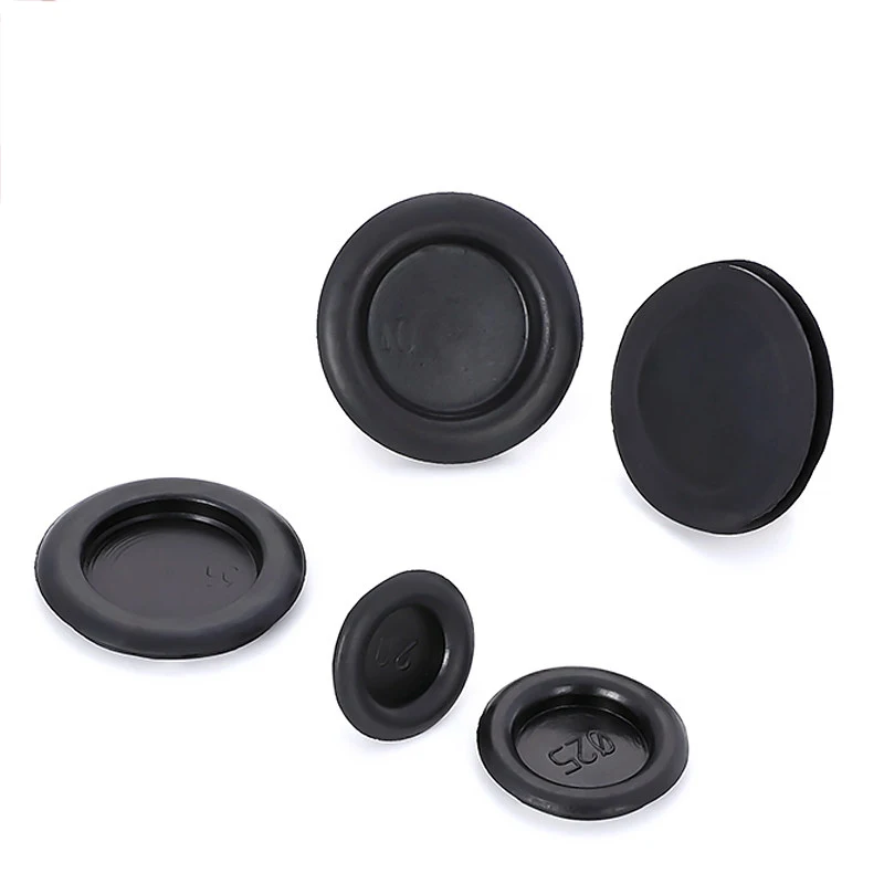 7-200 Black Rubber Wiring Grommets Hole Plug Grommets Closed Bungs Dust-proof Coil ring Single-sided Circular Electric Box