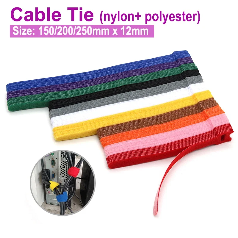 50/100Pcs Releasable Cable Ties Colored Plastics Reusable Cable ties Nylon Polyester Wrap Zip Bundle Ties T-type Cable Tie Wire