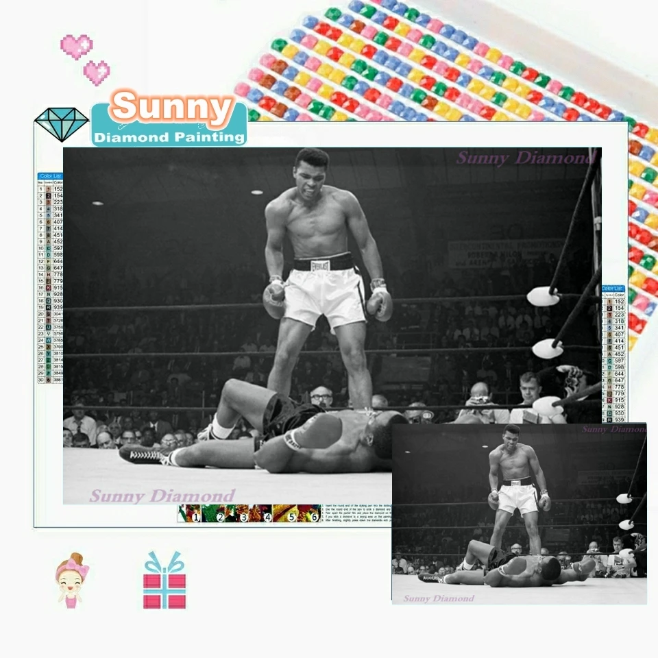 

Mohammed Ali VS Sony Liston Diamond Painting 5d Sports Star Boy Gnome Stitch Kit Full Drill Embroidery Home Decor Navidad Gift