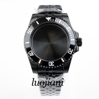 40mm black pvd watch case jubilee strap stainless sapphire glass fit NH34 NH35 NH36 movement waterproof 28.5mm dial sub case