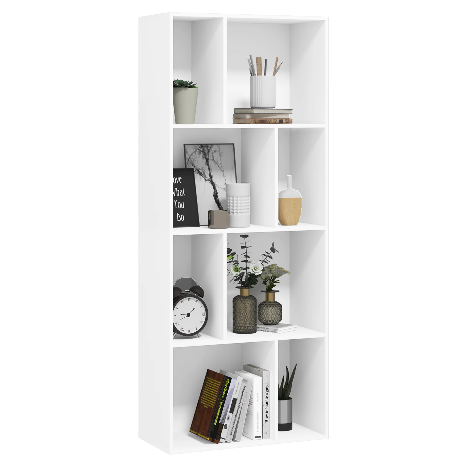 WOLTU Stehende Bücherregale, weißes Trennwand-Würfelregal, Bücherregal mit 8 offenen Fächern, Raumstauraum für Wohnzimmer, Büro