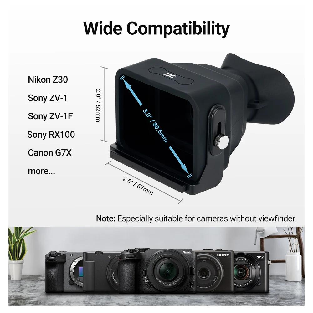 JJC Camera LCD Viewfinder Screen Viewfinder View Finder for NikonZ f Z30 Sony ZV1II ZV1 ZV1F ZV-E1 RX100 Canon G7X R5 R50 R7