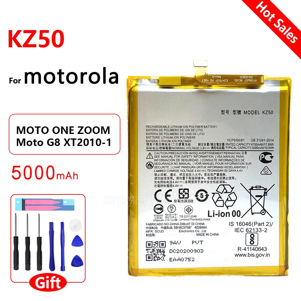 

Original Replacement KZ50 Battery FOR Motorola Moto G8 Power XT2041 5000mAh Repalcement Mobile Phone High Quality Batteria