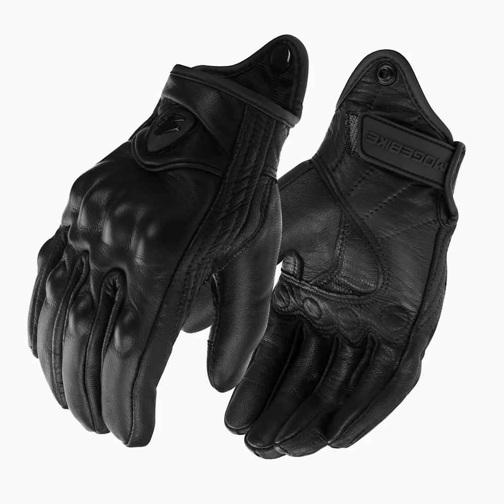 

Мужские мотоциклетные перчатки, женские спортивные перчатки на открытом воздухе с полным пальцем, черные защитные доспехи для вождения, черные короткие кожаные перчатки