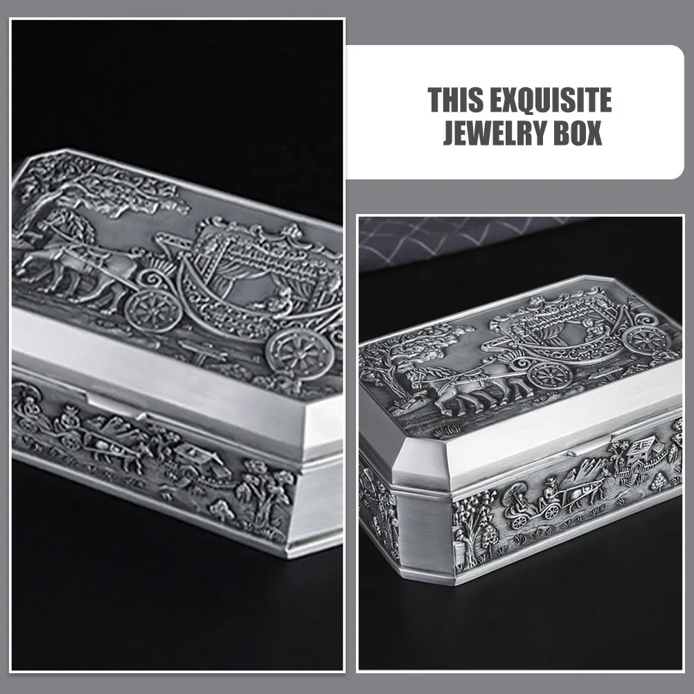 

Vintage Alloy Castle Jewelry Box Elegant Desktop Decor Trinket Organizer for Rings Earrings Necklaces Small Metal Jewelry