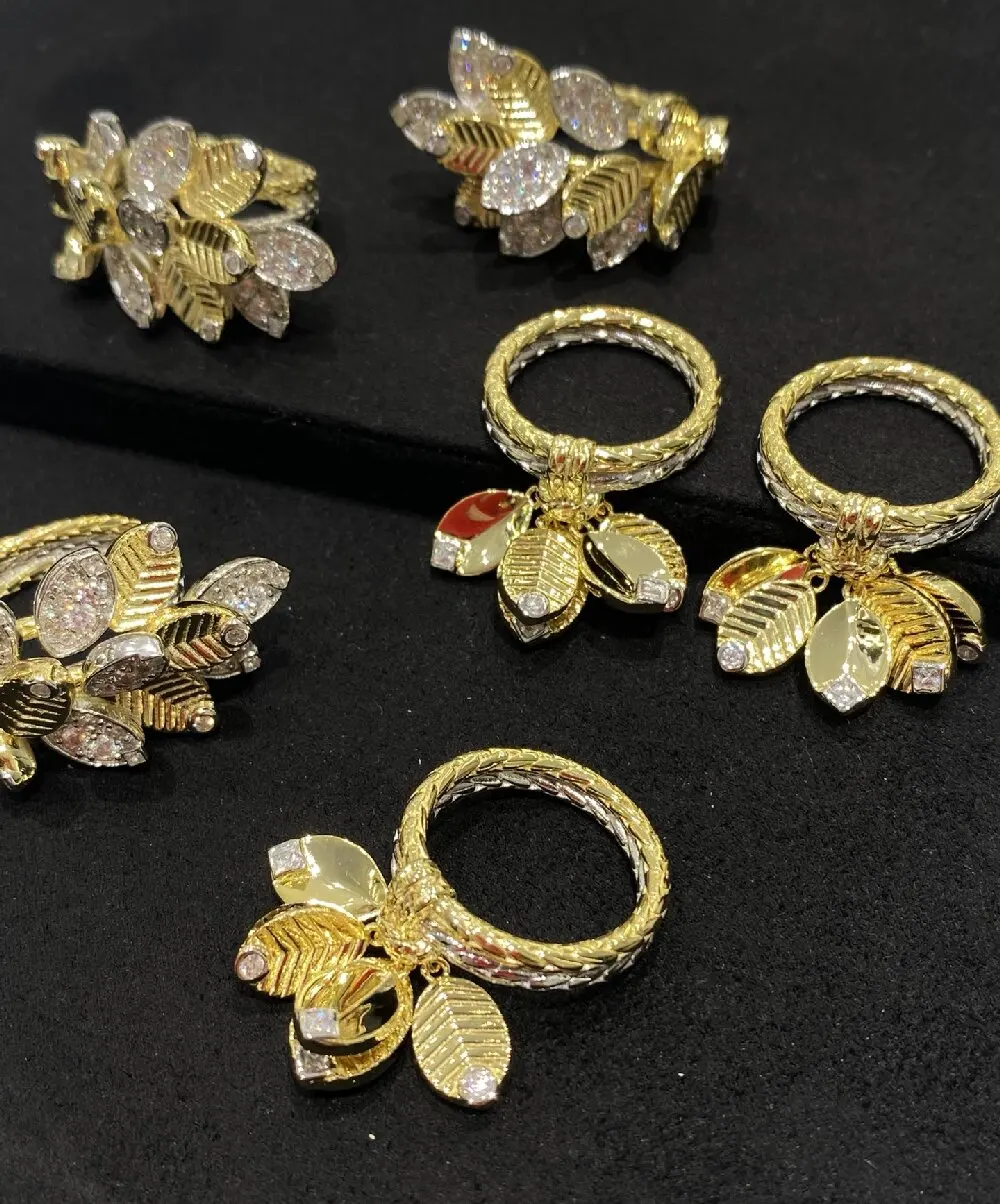 KQDANCE 925 Sterling Silver Luxurious Retro Multi-layered Leaf-shaped Ring With Gold-plated Women's Jewelry Accessory