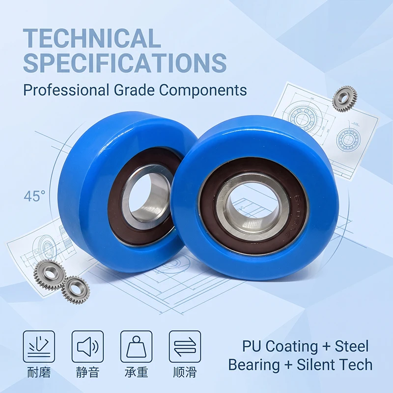 8pcs Diameter 14mm Bore 4mm Polyurethane Vending Machine Bearing Roller PU68414-6 Currency Count Machine PU Rubber Pulley 4X14X6