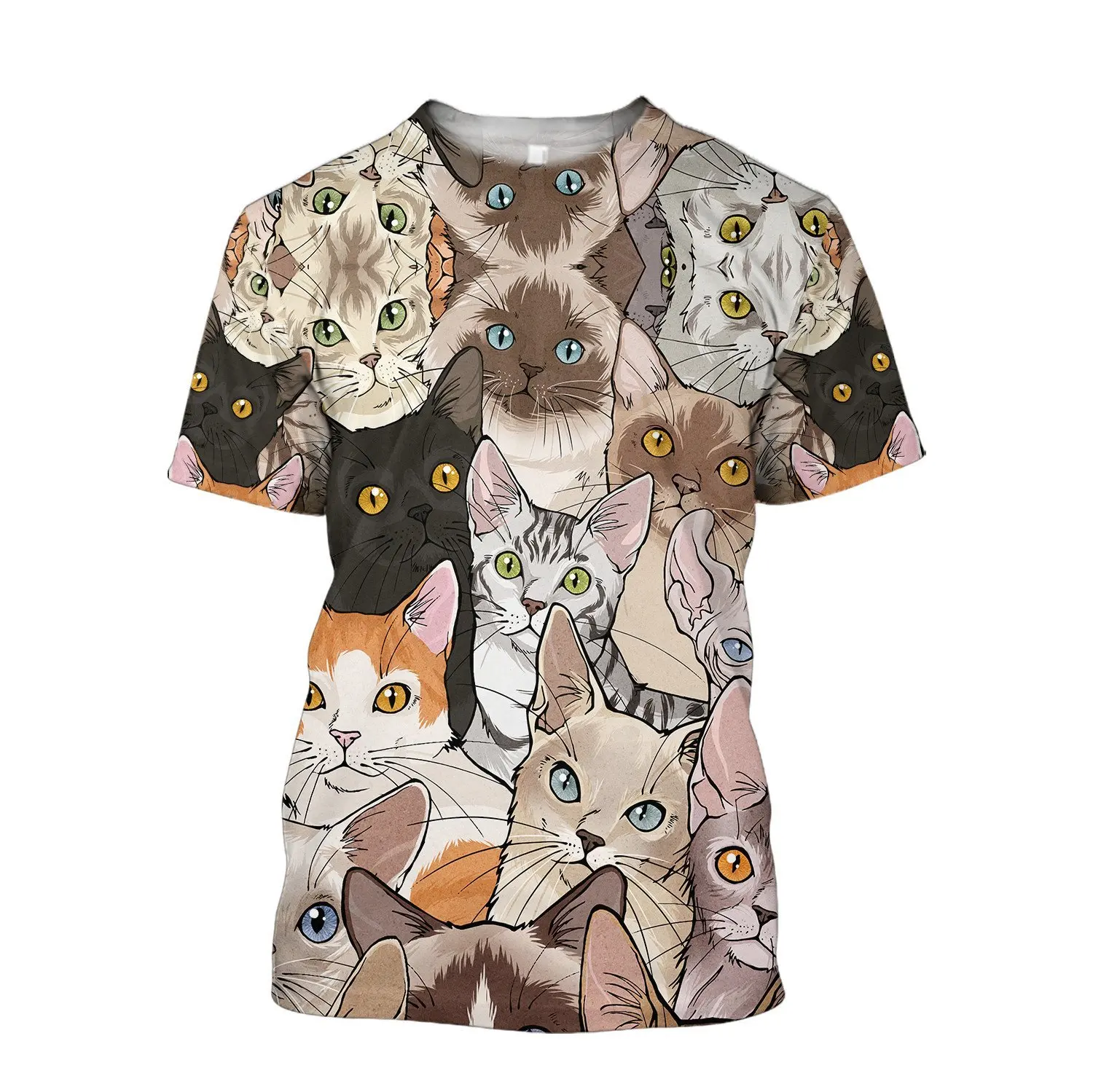 Fashion Fun Cool Animal Cat graphic t shirts Summer Casual Hip Hop harajuku streetwear Personality Printed O-neck Short Sleeve