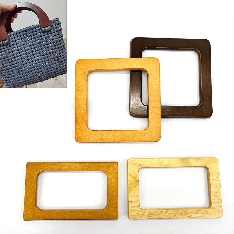 ใหม่มาถึงกระเป๋าไม้ Handle D รูปร่างสแควร์กระเป๋าสายรัดกระเป๋าถือ DIY อะไหล่ Classic Tote Handle เปลี่ยนอุปกรณ์เสริม