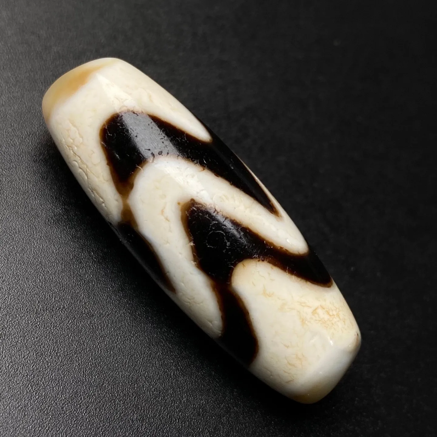 Rare Tibetan Buddhism Agate Water wave Dzi Bead Amulet Necklace Pendant G3716