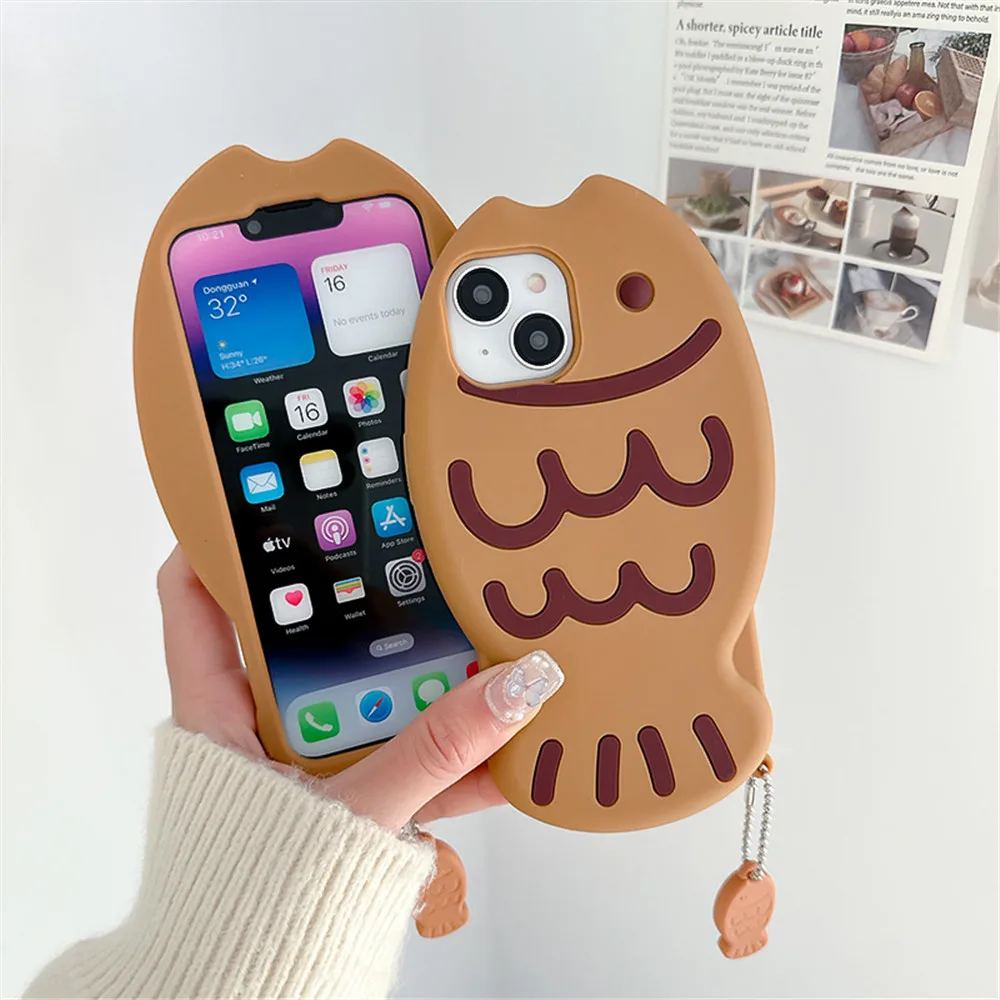 3D Fish Case For iPhone 14 promax 14pro For iphone 11 12 13promax Full Protect Cute Cover Funny Skin Feel Silicone pendant