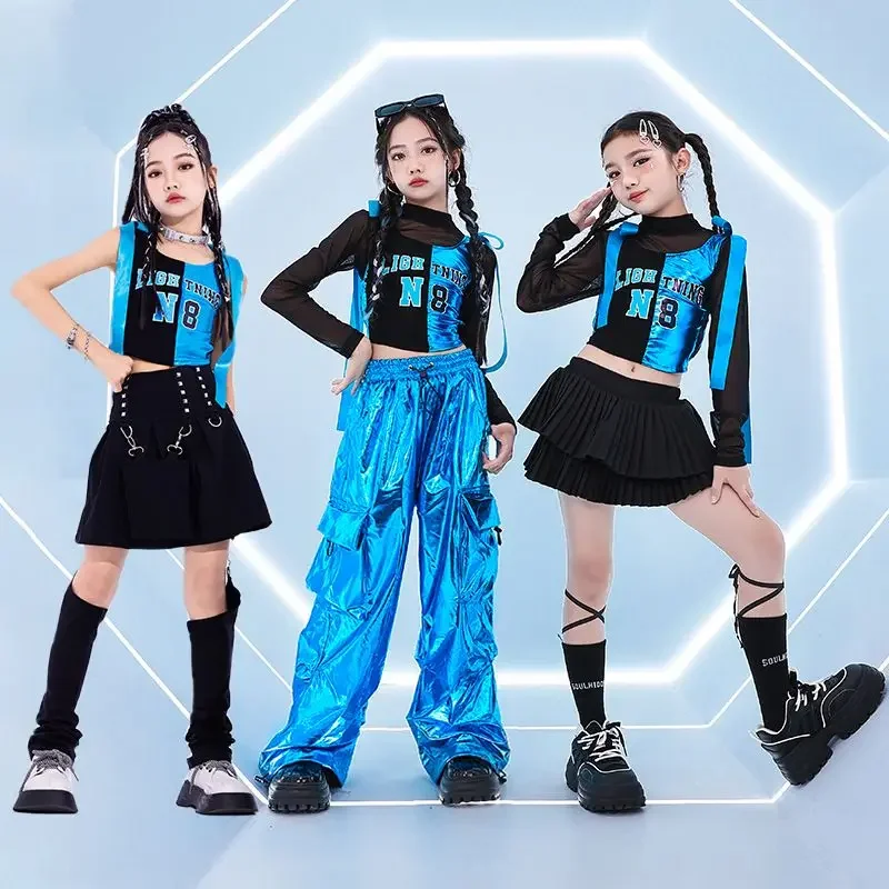 Trajes de baile de Jazz para niñas, ropa de Hip Hop fresca para niños, Ropa de baile callejero para niños, trajes Kpop de grupo de porristas