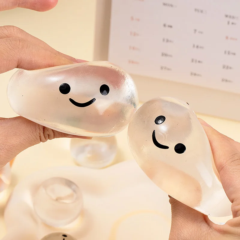 Giocattolo Squishy di cristallo trasparente Kawaii Morbido Fufu Frutta Sensoriale Agitarsi Palla di gelatina per alleviare lo stress Forma realistica Giocattolo da spremere