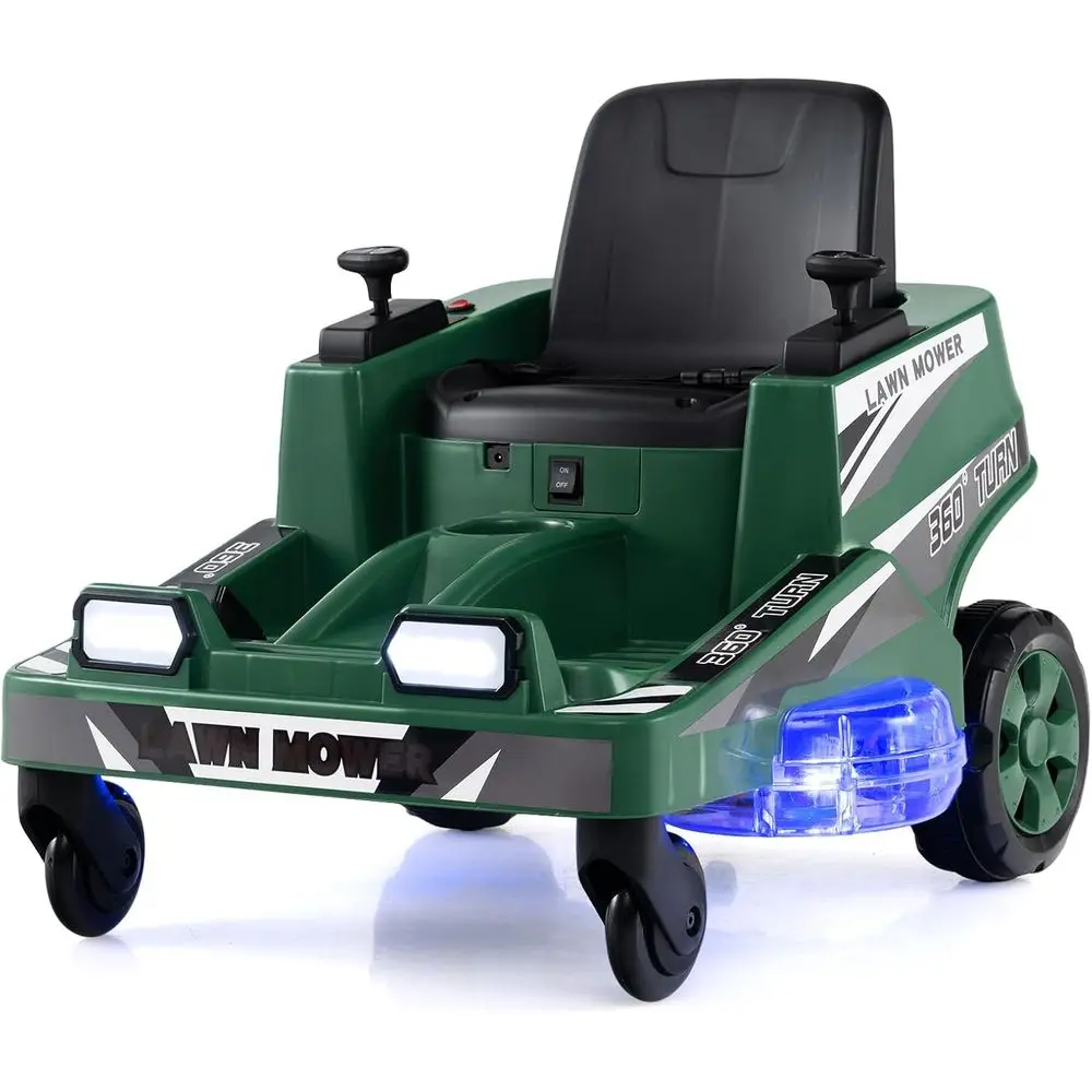 

12V Electric Toddler Car with 360° Turn, Dual Controls, LED Lights, Outdoor Ride-On for Ages 3-8 (Green)