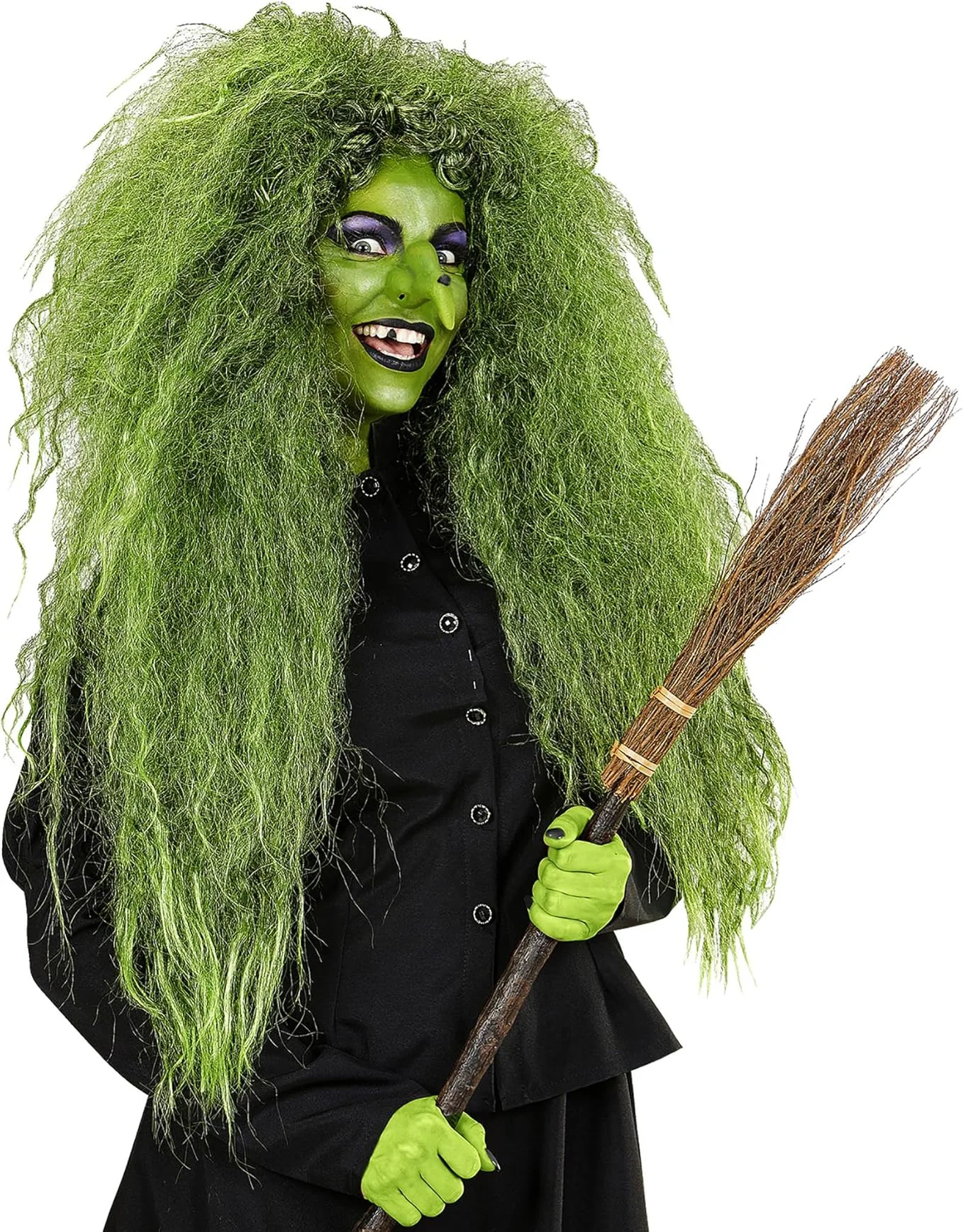 Green Long Straight & Fluffy Synthetic Wig, Theme Replication, Party Festival, Stage Performance & Daily Multi-Scene Accessory