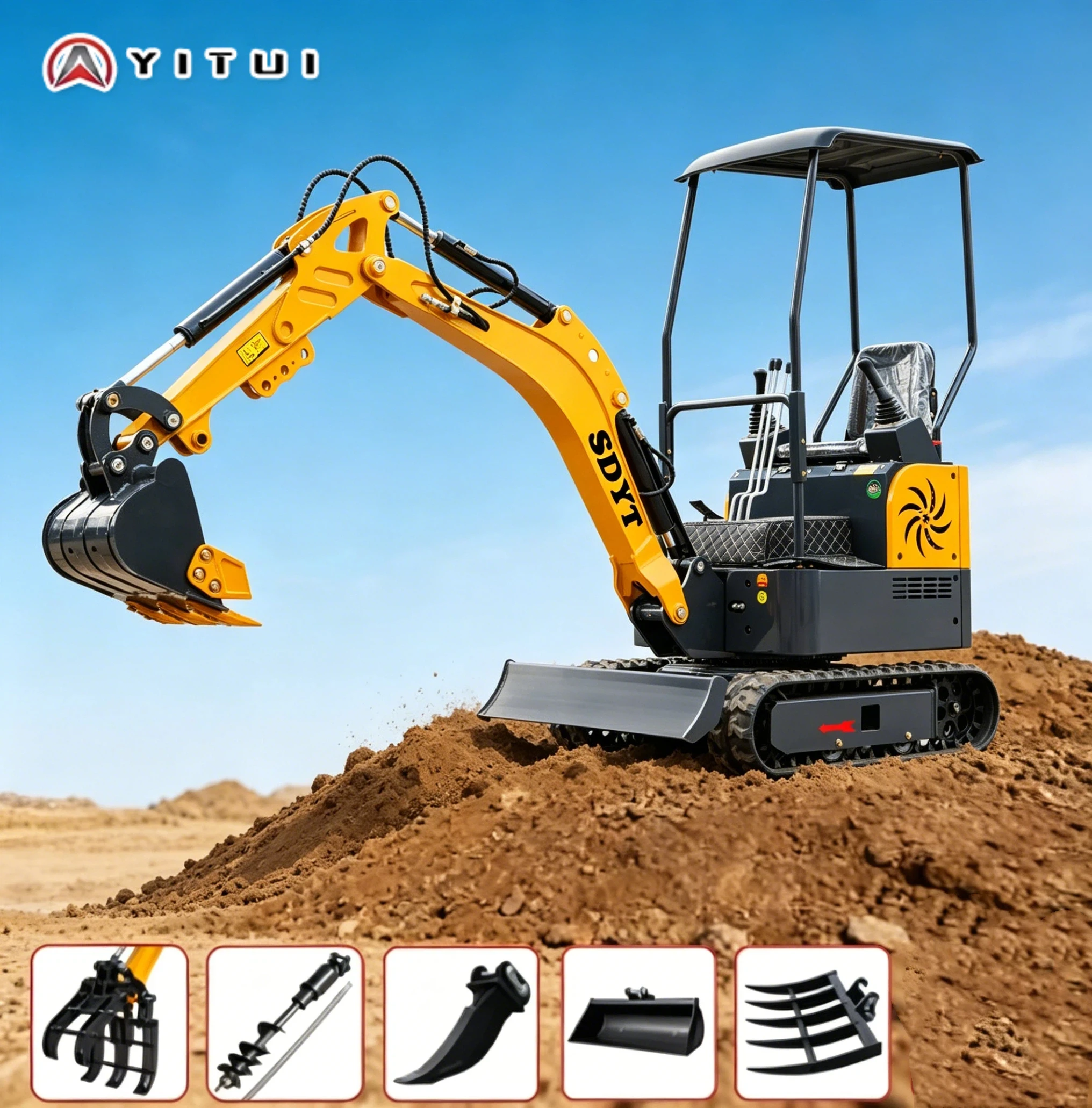 

2026 Fast Delivery Of 1.2 Tons Of Air Conditioning Cab Mini Excavator Chassis Telescopic Customized Mini Excavator
