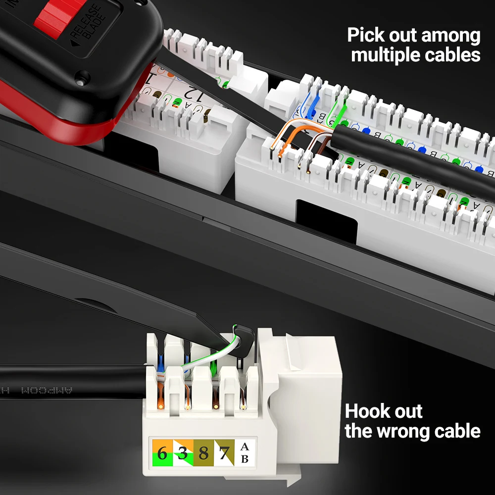 AMPCOM-Herramienta de perforación tipo 110, Cable de red multifunción con dos cuchillas, herramientas de inserción de terminales de impacto telefónicas