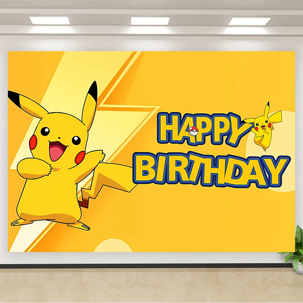 بوكيمون عيد ميلاد خلفية بيكاتشو حفلة التصوير خلفية جدار استوديو الصور راية ملصق استوديو الصور طفل هدية ديكور الحفلات #4