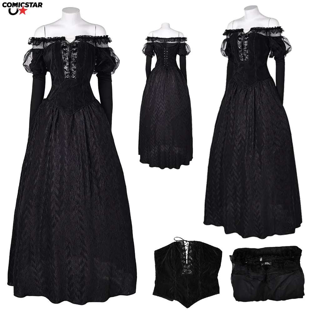 

Beetle Roleplay Dolores Cosplay Costume Women&Girls' Luxury Retro Gothic Black Dress Halloween Masquerade Roleplay Outfits
