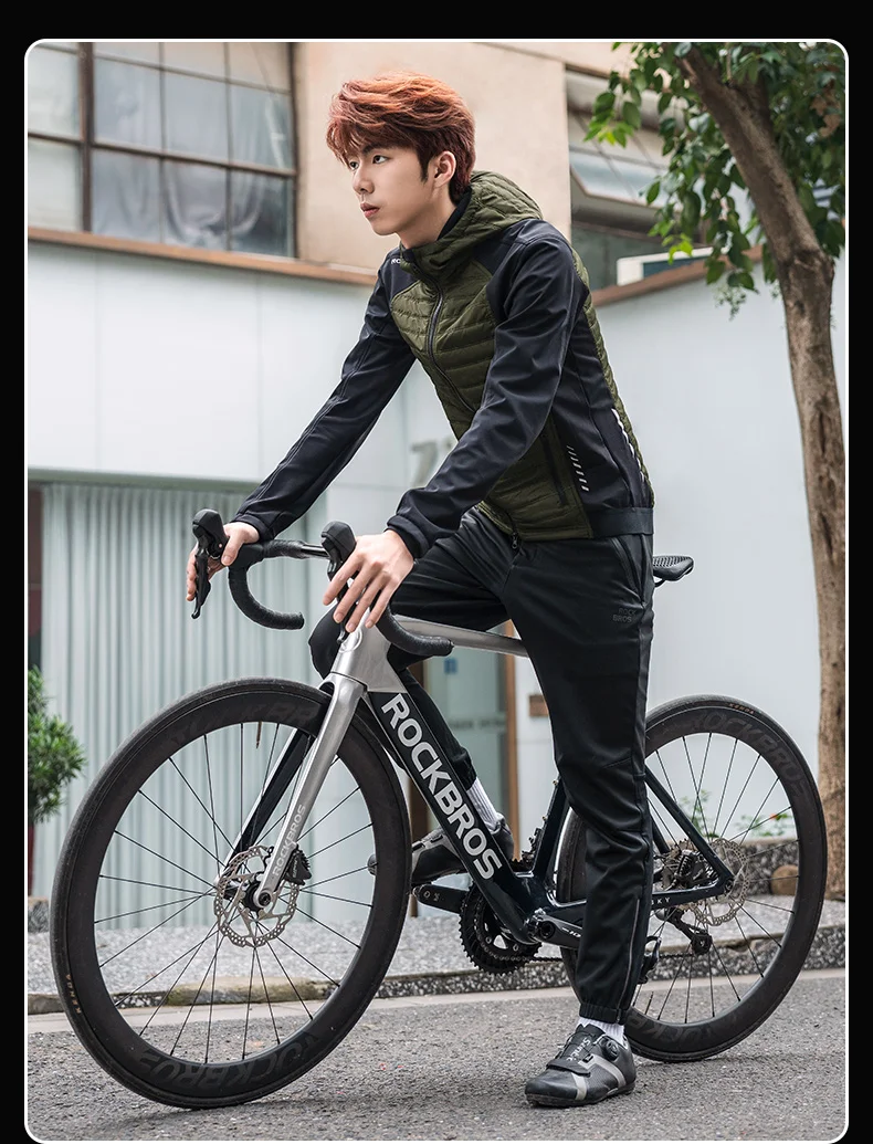 ROCKBROS Warmes Winter-Fahrradtrikot Ultraleichte Daunenjacke Langarm-Fahrradbekleidung Thermofleece Widerstandsfähiger Ciclismo-Mantel – Detail 11