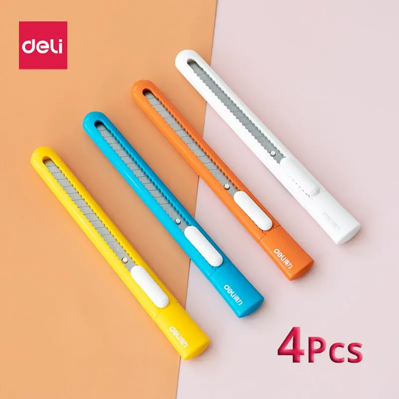 Deli 4pcs Candy Colored Art Knife Students Cutting Paper Folding Paper Art Knife Children Paper Toys Special Knife