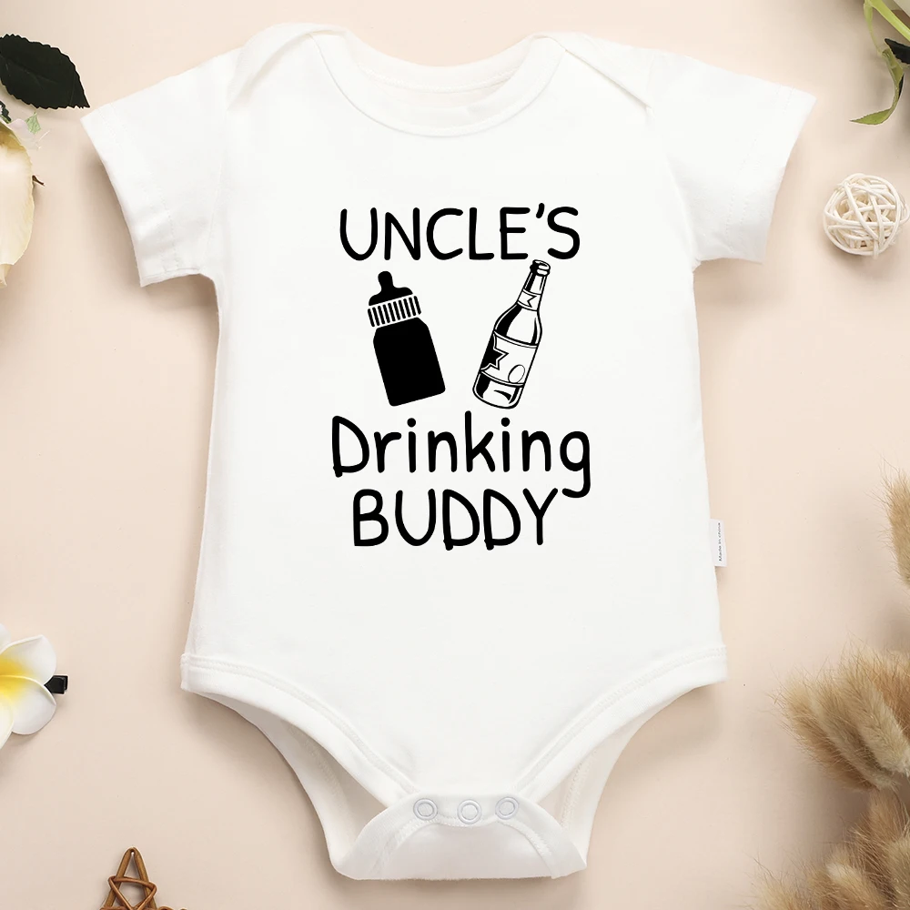 Un's Drinking Buddy Funny Cute Baby Girl Clothes Creative Popular Style Cotton Infant Onesie manica corta girocollo in cotone