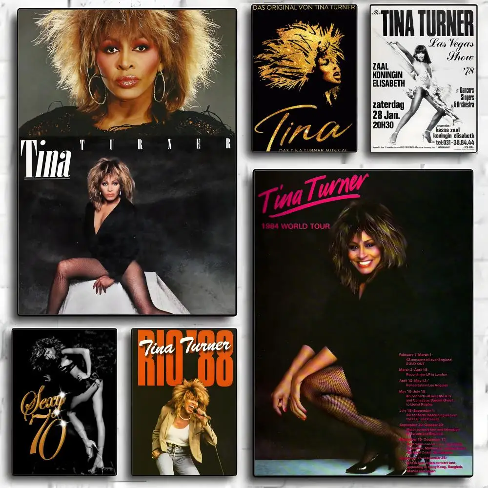 Pôster da Cantora T-Tina T-Turner, Adesivo de Arte de Parede Moderno em Papel PP, Decoração Minimalista para Café, Escritório, Bar, Casa, Presente