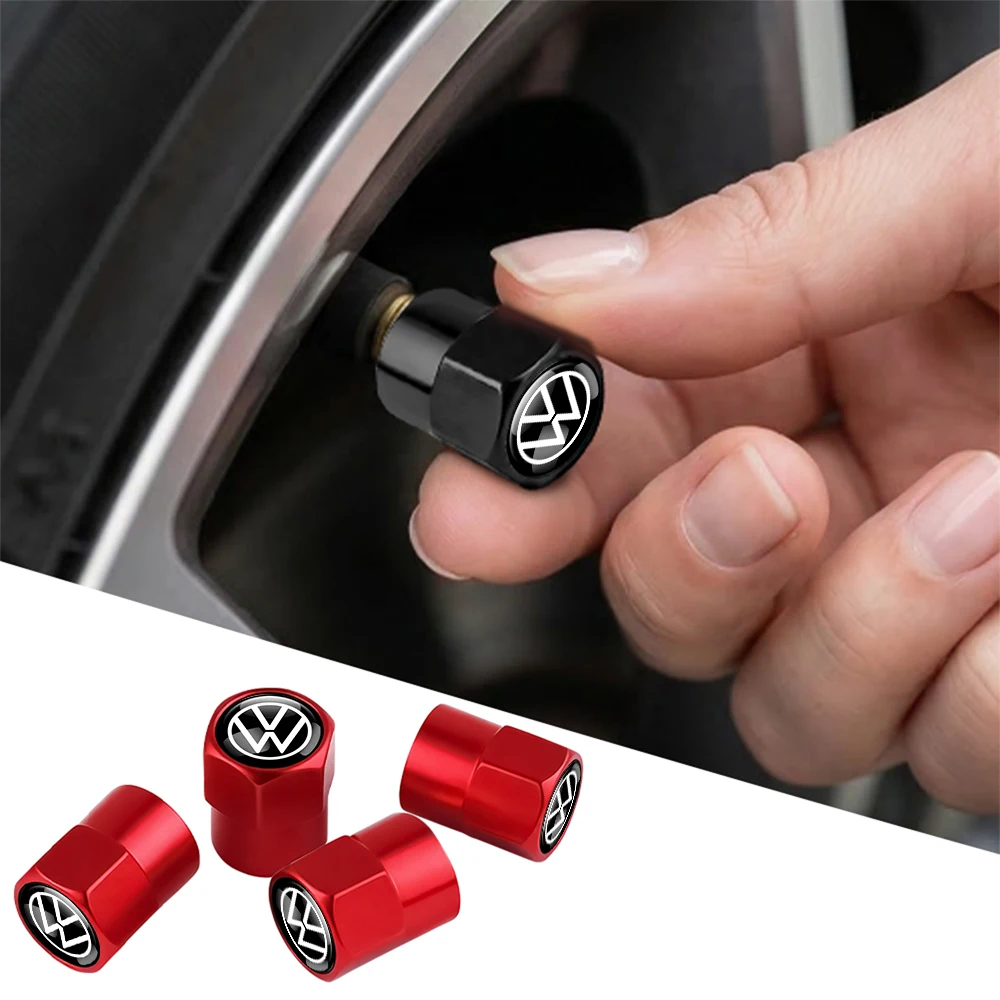 Acessórios para Carros, Tampas de Válvula para Pneus de Carro, para Volkswagen VW Golf 4 5 6 7 Jetta Polo GTI Bora MK7 Beetle, 4 Peças