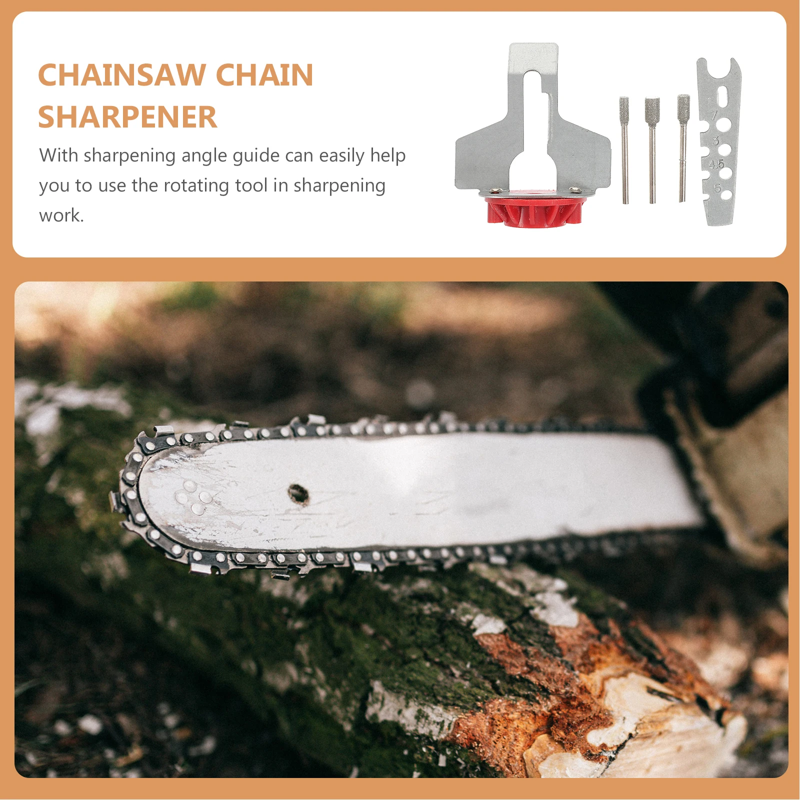 

1Set Chainsaw Sharpening Attachment Kit Durable Grinding Burrs with Steel Angle Rails for Chainsaw Chain Saw File