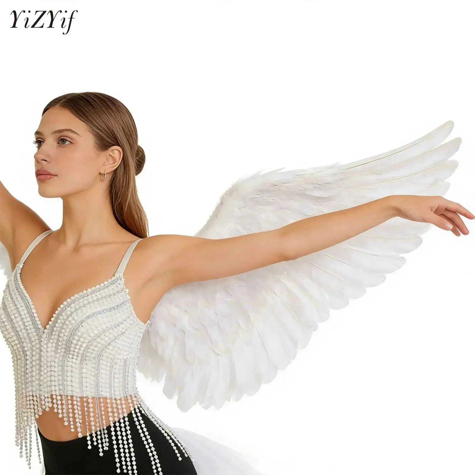 

Bling Rhinestones Tassel Dance Party Crop Top Woman Fashion Underwire Bra Plastic Beads Rhinestones Camisole Nightclub Clubwear