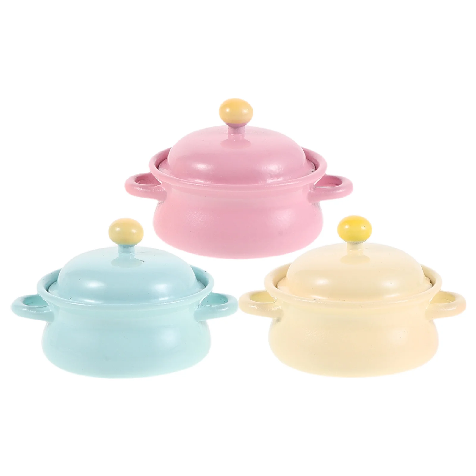 

3Pcs Realistic Mini Kitchen Pots for Dollhouse Scenes Easy Clean Metal Mini Cookware Accessories Role Play Essentials