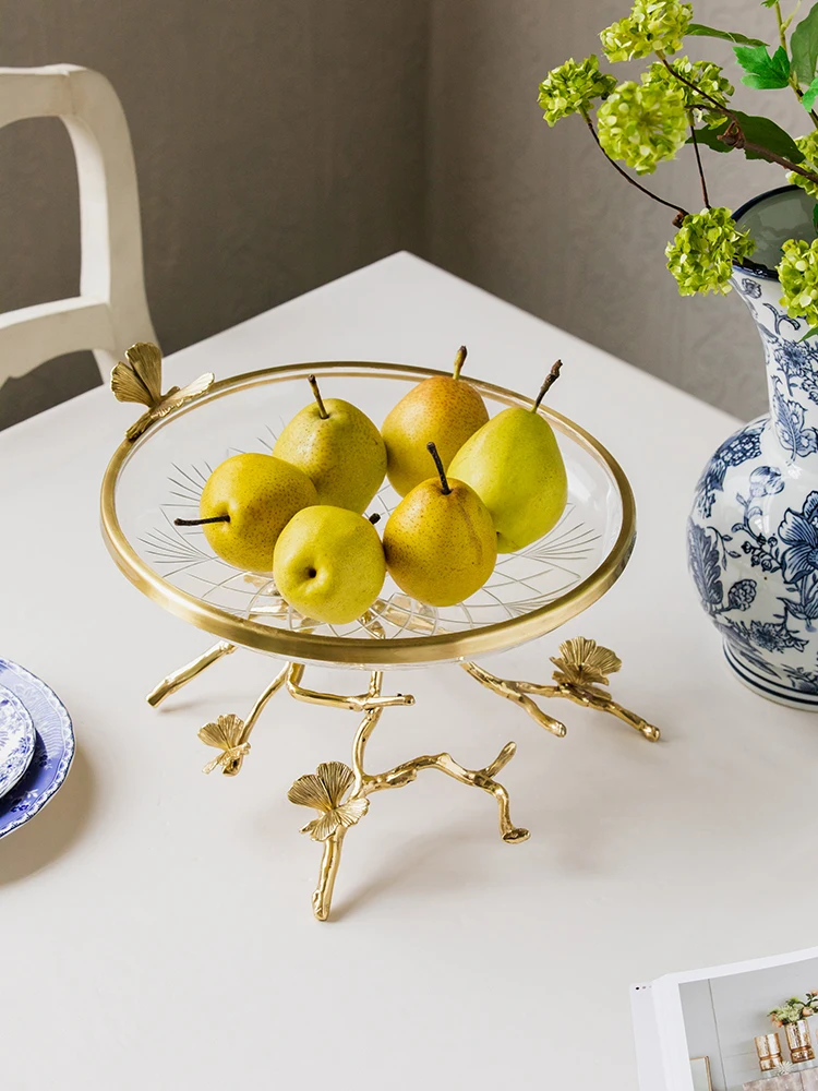 Creative fruit plate, living room, coffee table, dining table, storage plate, antique brass tray ornaments