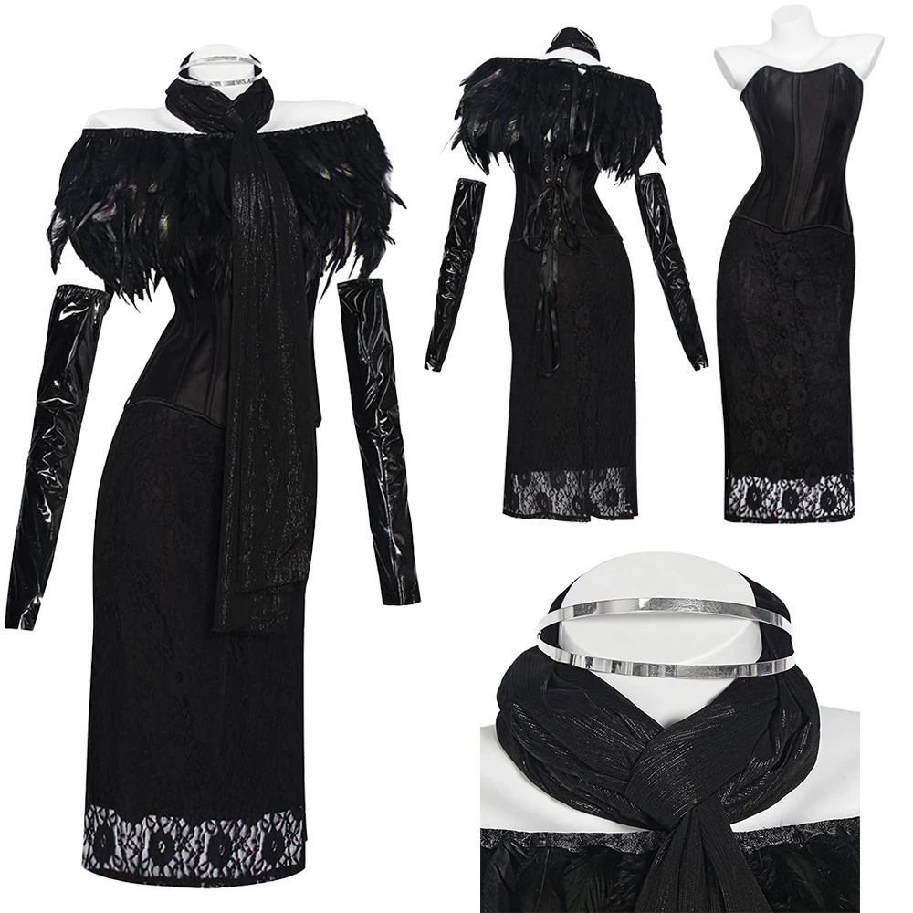 

Fantasia Movie Padme Cosplay Amidala Black Court Dress Space Battle Disfraz Costume Women Fantasy Halloween Carnival Party Cloth