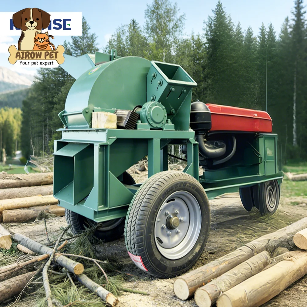 AIROW Hot Sale Diesel Wood Crusher Machine for Branches Logs Wood Chips Board Scraps and Biomass Processing