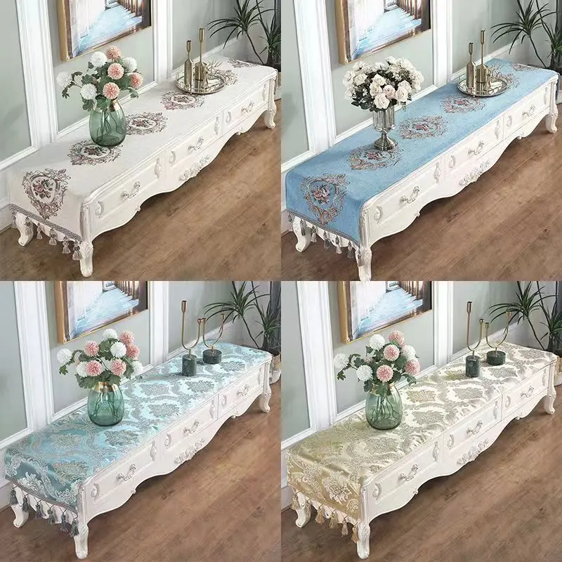 

European Table Runner Luxury Silk Jacquard Table Runners Decorative Bed Runner Classic Table Flag Living Room Hotel