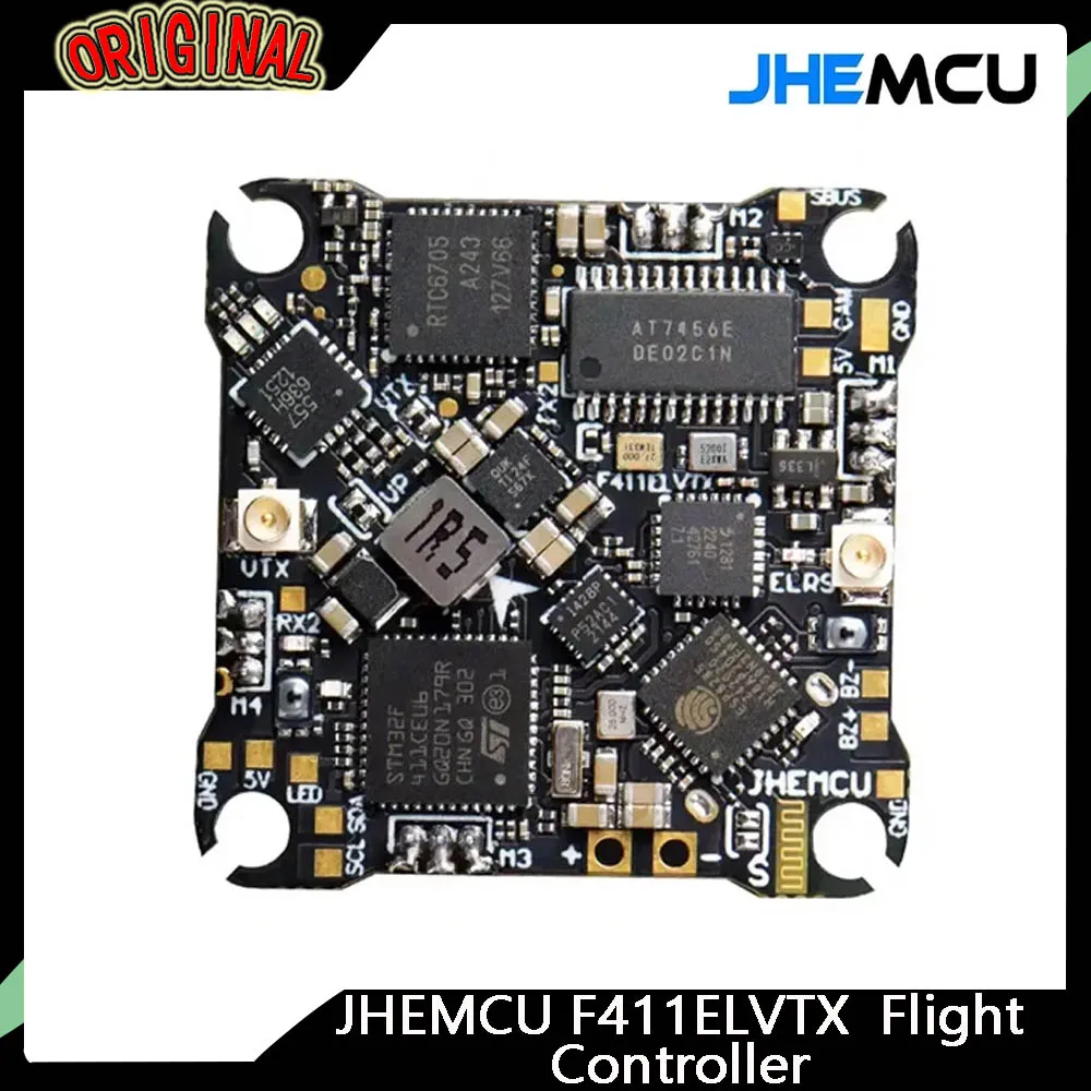 

JHEMCU F411ELVTX F411 AIO Flight Controller - 12A 4in1 ESC, 5.8G 400mW VTX, ELRS 2.4G RX, 25.5x25.5mm, 1-2S for FPV Drones
