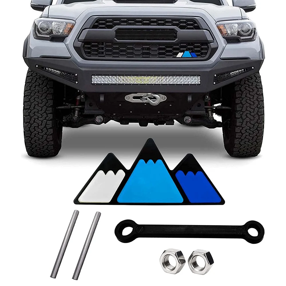 Tri-Color Grille Badge Logo Grill Decoration Car Truck Label for Toyota-Tundra Tacoma 4Runner Rav4 Highlander Blue