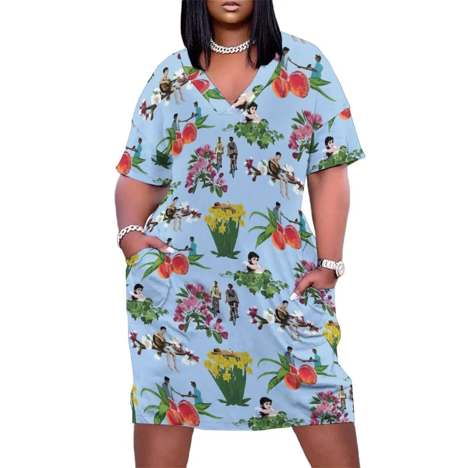 

Call Me By Your Name Pattern Loose Pocket Dress dress for women Clothing