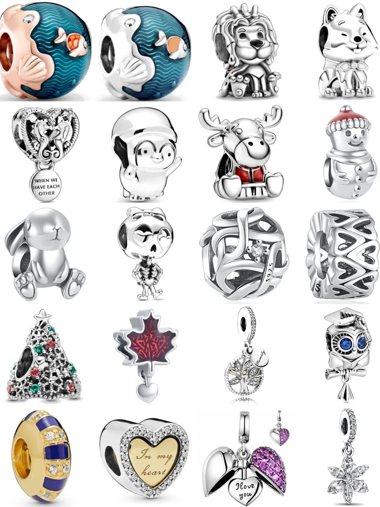 New 925 Silver,Rabbit,Sheep Bead Tree Snowflake Pendant Suitable  European Original Bracelet DIY Accessories Exquisite Jewelry