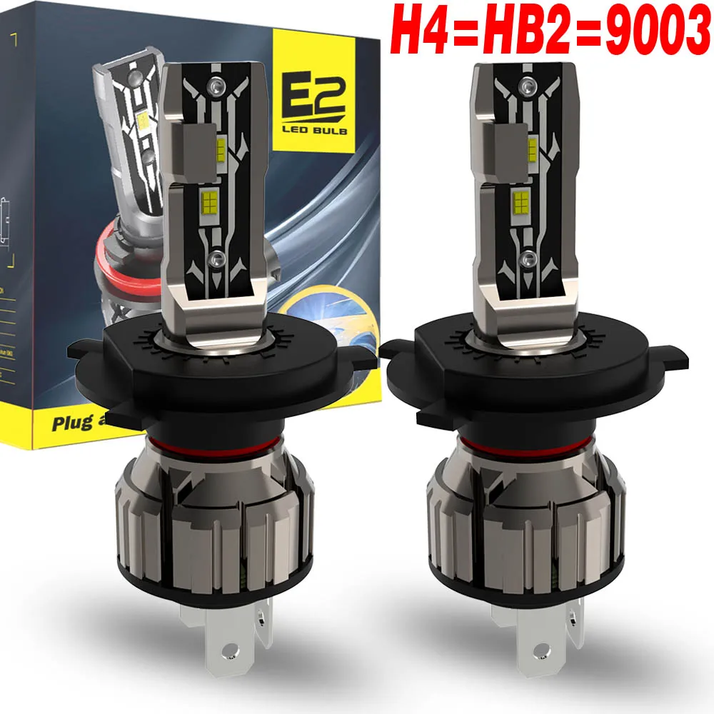 

2 шт. светодиодные лампы H4 HB2 9003 P43t Canbus, мощные фары, автомобильные турбо-диодные лампы, белые, для мотоциклов, противотуманные фары, 64193NBS, без адаптера