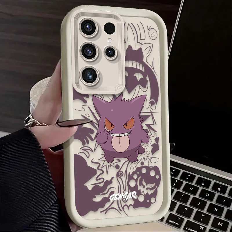 Luxury P-Pokemon Gengar Silicone Case for Samsung Galaxy S24 S23 S22 S21 Ultra Plus FE A54 A34 A14 A73 A53 A33 5G Soft Cover