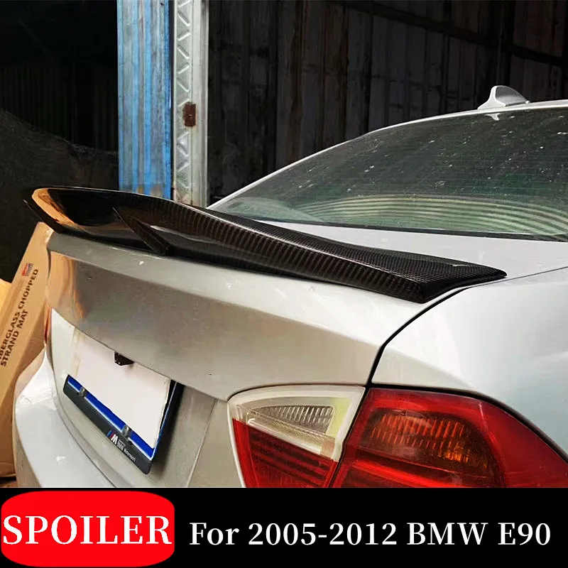 For 2005-2012 BMW 3 Series E90 Rear Trunk Lid Car Wings Ducktail Lip Spoiler FRP Black Carbon Tuning Exterior Accessories