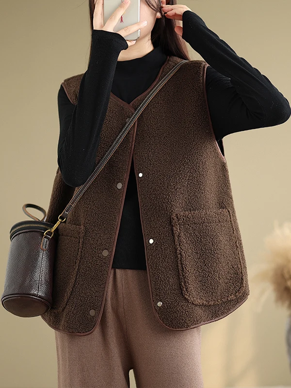 Gilet da donna in pelliccia di agnello foderato in Fce su entrambi i lati, per pendolari invernali, versatile, con spalline a strati, top caldo